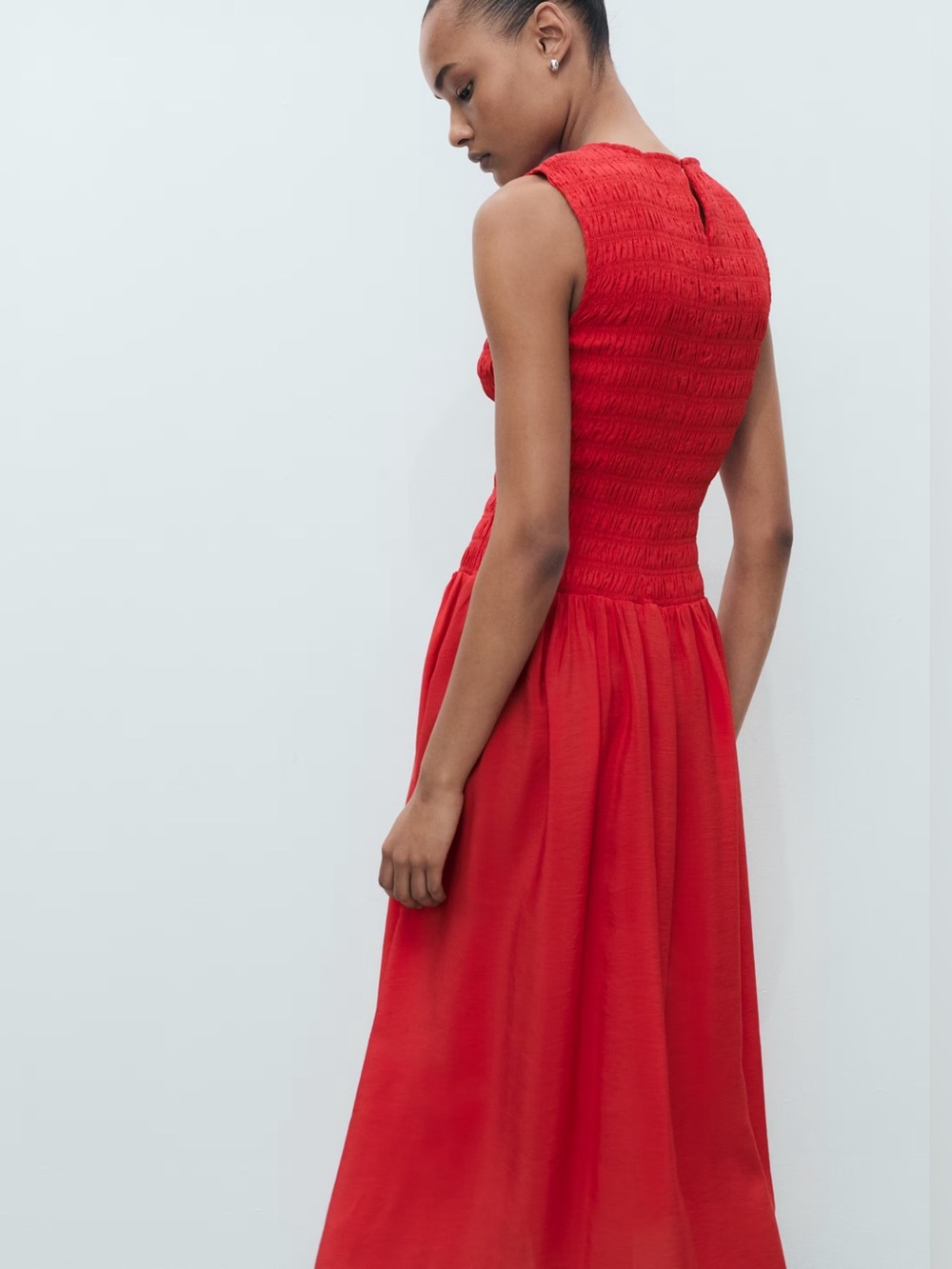 Mango Red flared dress with gathered body NWT - Picture 4 of 7